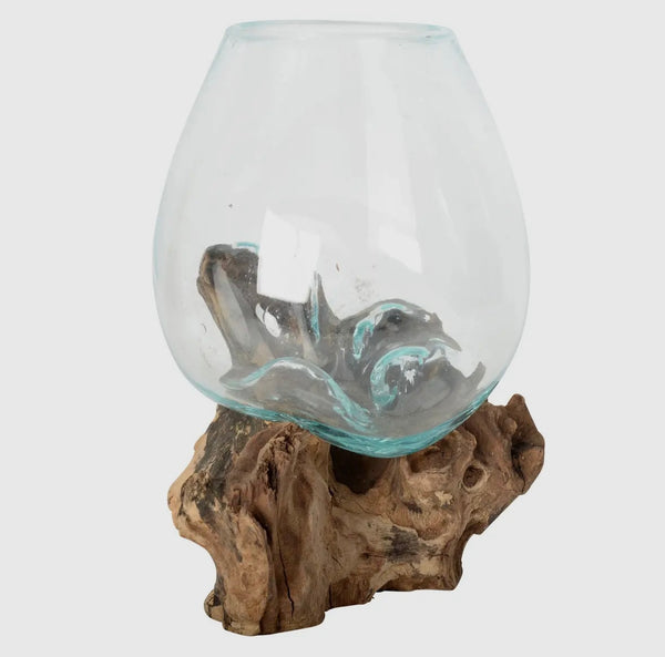 Molten Glass & Wood Bowl