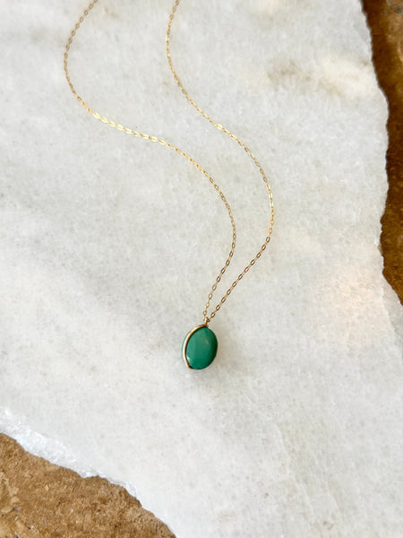 Lisa Slodki - Curve Necklace - Gold Fill + Green Turquoise