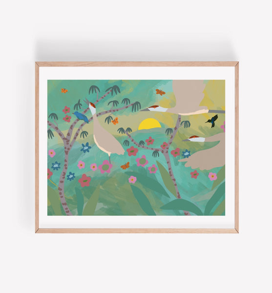 Persika Design Co. - “Chinoiserie Cranes” Print - 11” x 14” (STORE PICK UP ONLY)