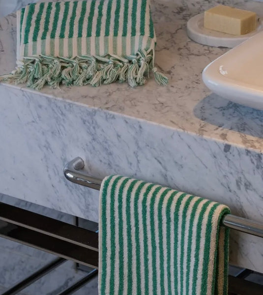Striped Hand Towel - Green