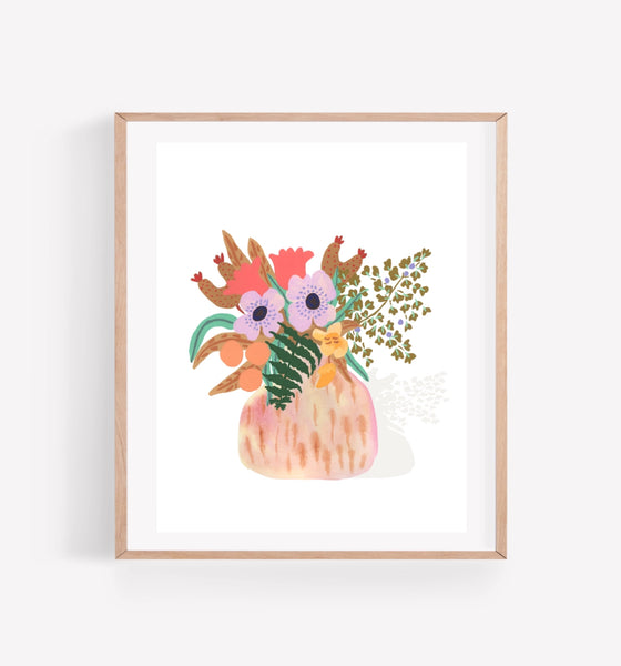 Persika Design Co. - “Coral Floral Vase” Print - 8” x 10” (STORE PICK UP ONLY)