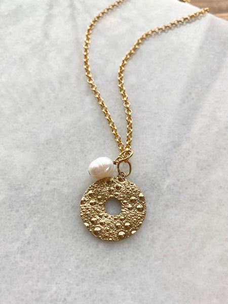 MADE IN Jewelry - Urchin Disk With Fresh Water Pearl Necklace