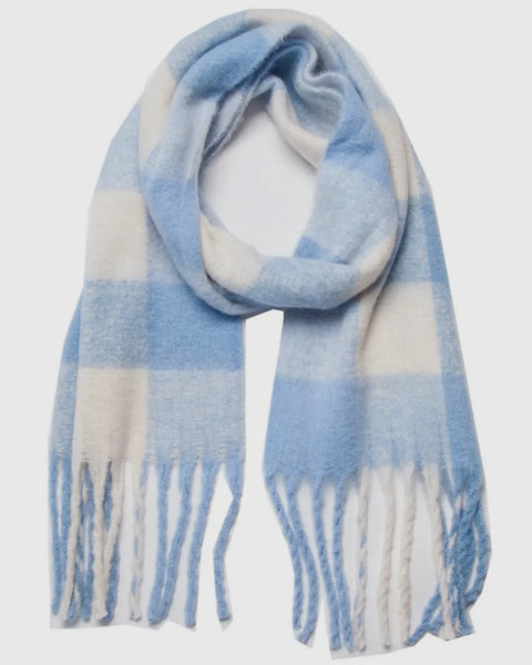 Plaid Scarf - Light Blue / White