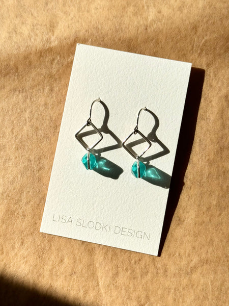 Lisa Slodki - Diamond + Bead Earrings - Sterling Silver