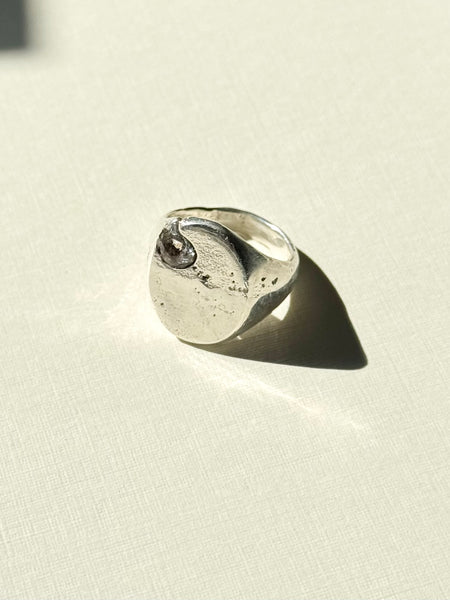 Lauren Landa - Sterling Silver Large Signet W/ Single Sapphire Ring - 01