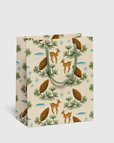 Gift Bag - Deer + Pinecones - Medium