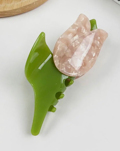 Pink Tulip Hair Clip