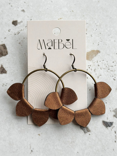 Maebel - Large Lotus Hoop Earrings - Metallic Brown