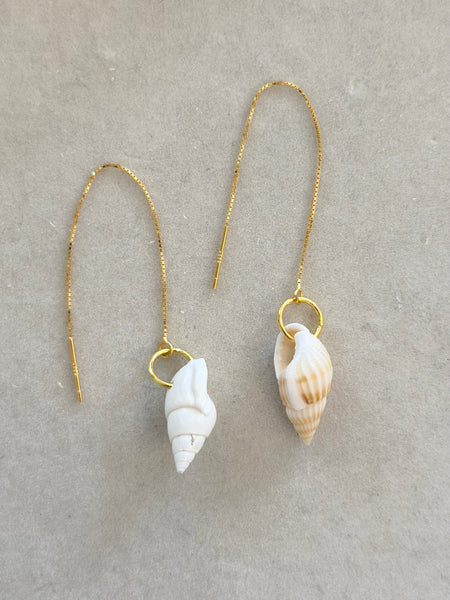 Gold Seashell Threader Earrings