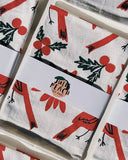 Julie Peach - Cotton Tea Towel - Cardinals + Botanics