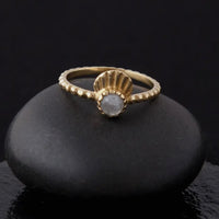 Brass Shell Ring With Moonstone