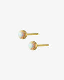 Perimade - Gold Dainty Opal Stud Earrings - White