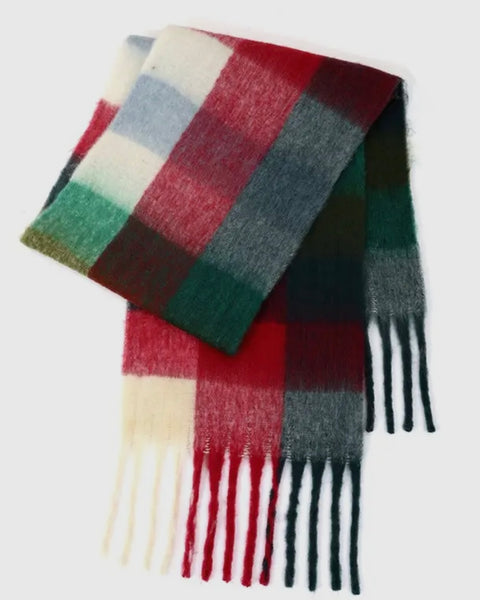 Plaid Scarf - Fushia / Green / White