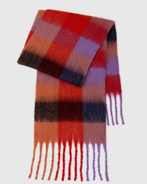 Plaid Scarf - Purple / Red / Black