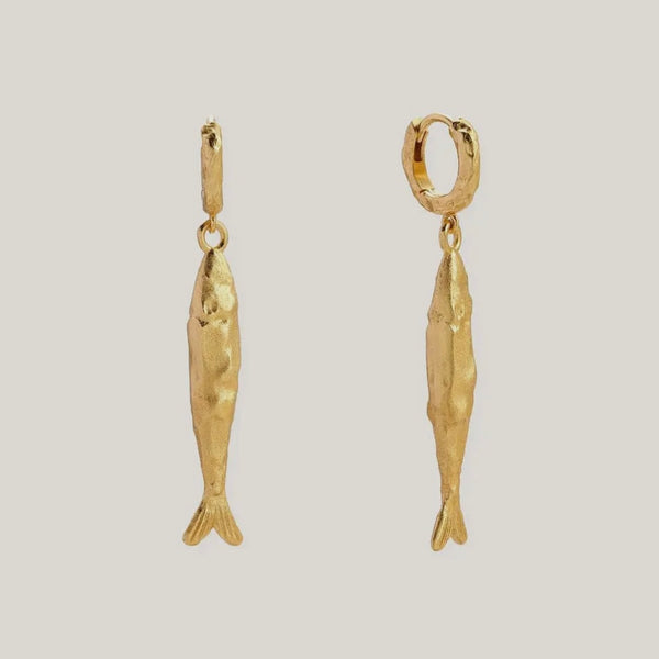 Gold Fish Hoop Earrings