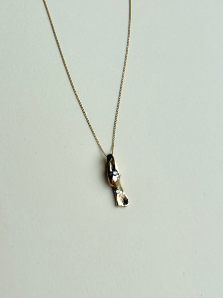 Lauren Landa - 14k Solid Gold Abstract Pendant with Two Diamonds Necklace