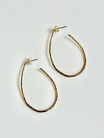 Thin Hammered Gold Fill Long Hoop Earrings