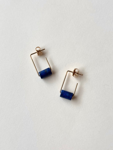 Lisa Slodki - Tube Earrings - Gold Fill + Lapis