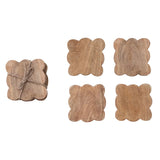 Mango Wood Scalloped Coasters - Set of 4