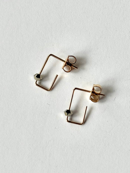 Lisa Slodki - Gold Fill + Metallic Glass Mini Crystal Rectangle Earrings