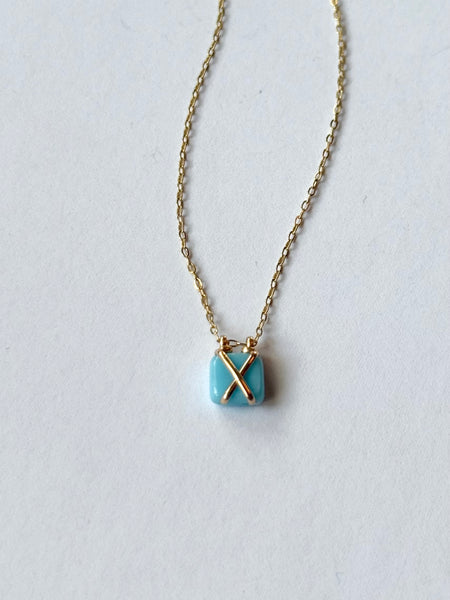 Lisa Slodki - Gold Fill + Light Blue Glass Necklace