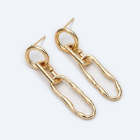 Long Oval and Circle Link Earrings