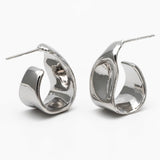 Irregular Wide Hoop Earrings - Silver