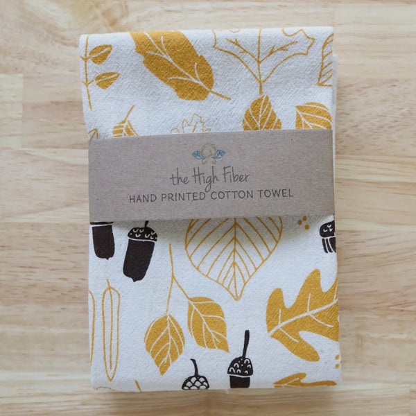 The High Fiber - Autumn Leaves + Acorns Tea Towel