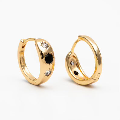 Pavé Sun Huggie Hoop Earrings