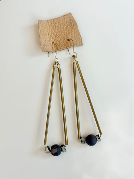 MKE MAE Design - Brass, Black Sea Sediment Jasper + Dalmatian Jasper Earrings
