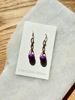 Lisa Slodki - Sphere Earrings - Gold Fill + Purple Stone