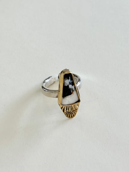 MKE MAE Design - White Buffalo Turquoise Brass Ring