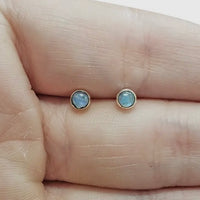 Moonstone + Silver Stud Earrings
