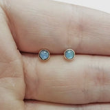 Moonstone + Silver Stud Earrings