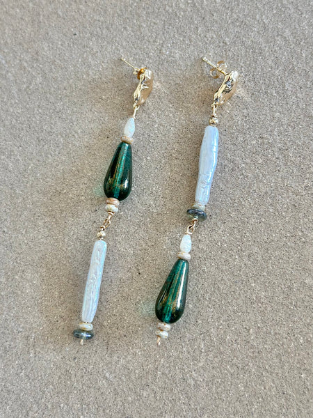 Lauren Landa - Pearl + Czech Bead Earrings - 01
