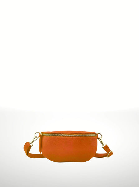 Leather Crossbody Bag - Orange