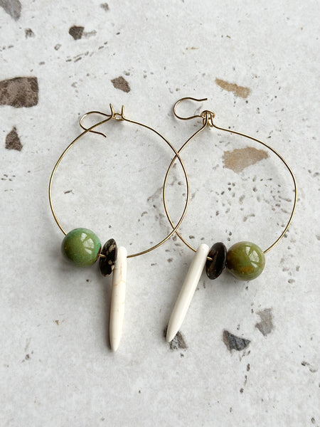 MKE MAE Design - Howlite + Bead Hoop Earrings