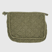 Saro Lifestyle - Soft Cotton Quilted Cosmetic Bag - Olive