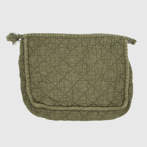 Saro Lifestyle - Soft Cotton Quilted Cosmetic Bag - Olive
