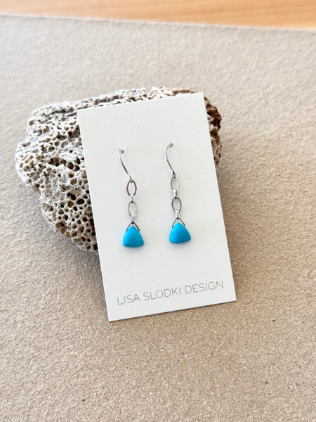 Lisa Slodki - Ear Chain Earrings - Sterling Silver + Turquoise