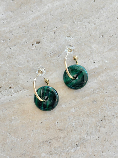 Malachite Hoop Earrings