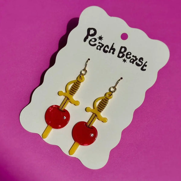 Peach Beast - Cherry Garnish Statement Earrings