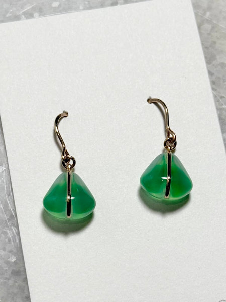 Lisa Slodki - Gold Fill + Green Vintage Glass Earrings