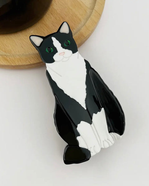Black + White Cat Hair Clip