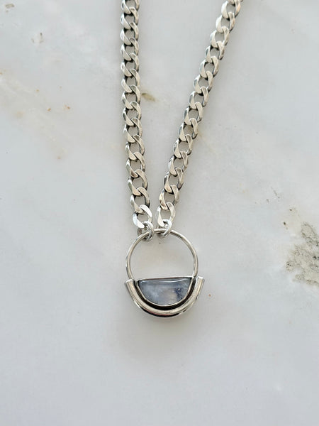 MKE MAE Design - Flashy Moonstone + Sterling Silver Necklace