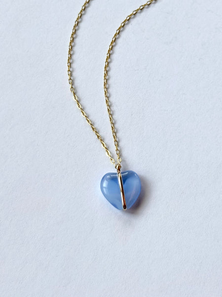 Lisa Slodki - Gold Fill + Blue Glass Heart Necklace