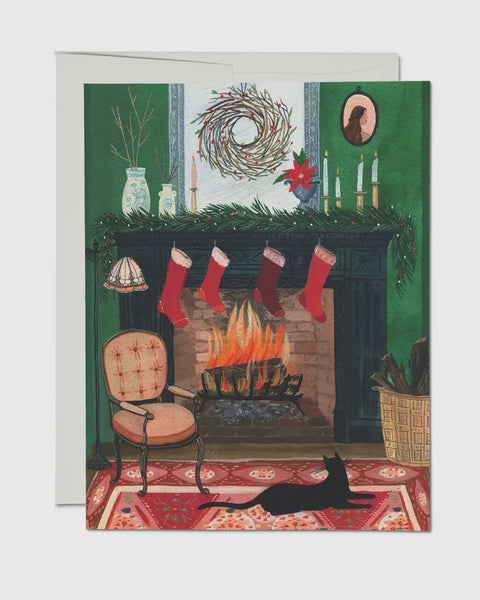 Christmas By The Fireplace Greeting Card