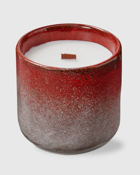 Red Ceramic Woodland Cashmere Wood Wick Candle