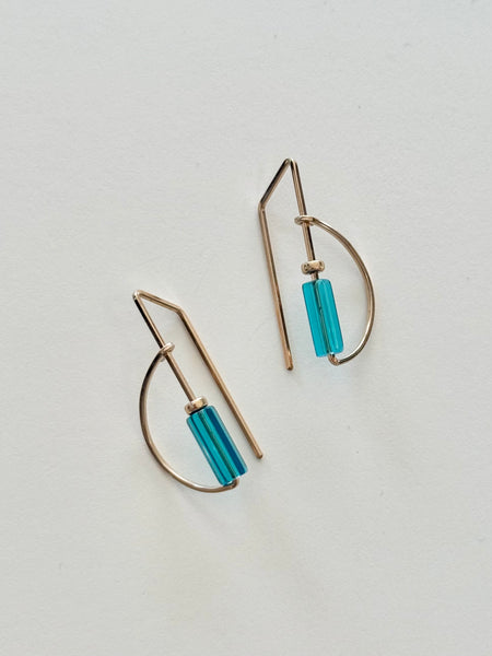 Lisa Slodki - Gold Fill + Blue Glass Orbit Earrings