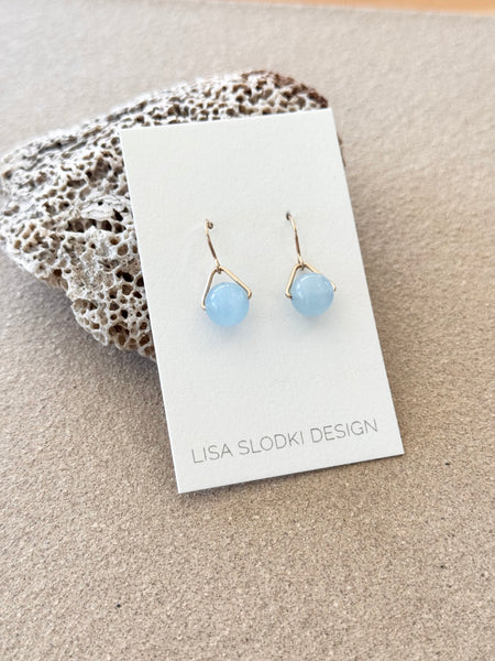 Lisa Slodki - Sphere Earrings - Gold Fill + Aquamarine